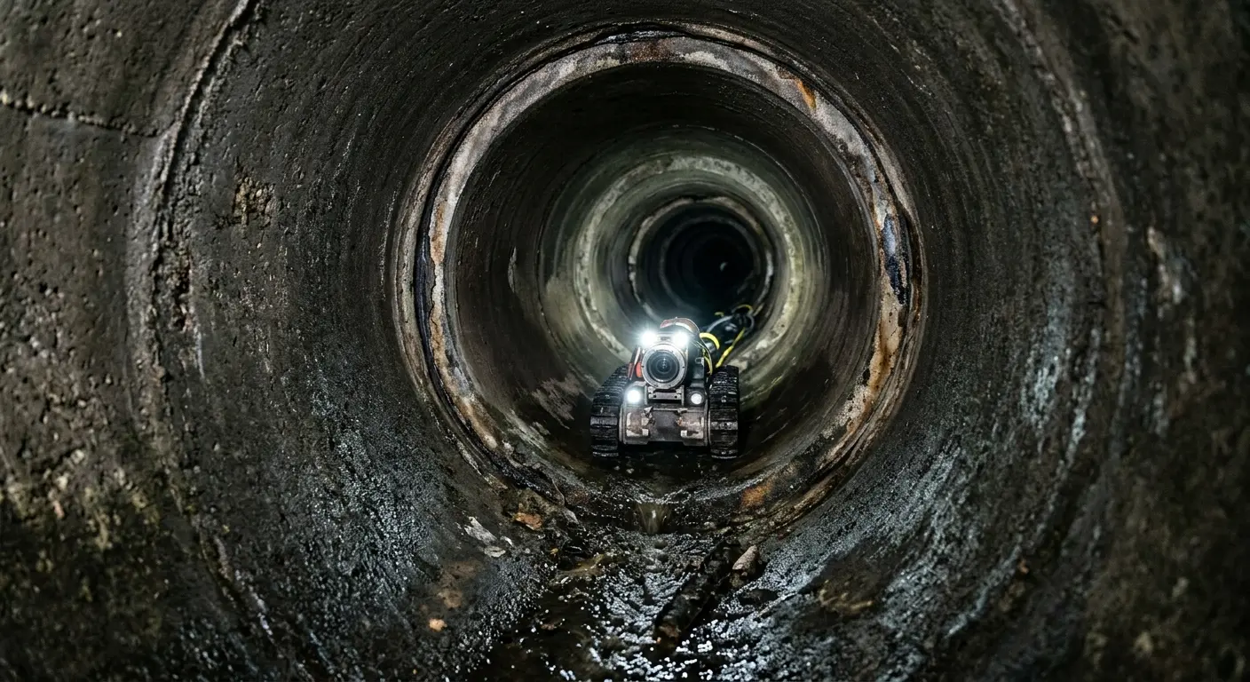 Robotic sewer camera inspecting pipe interior for Sewer Line Repair in Bel Air South
